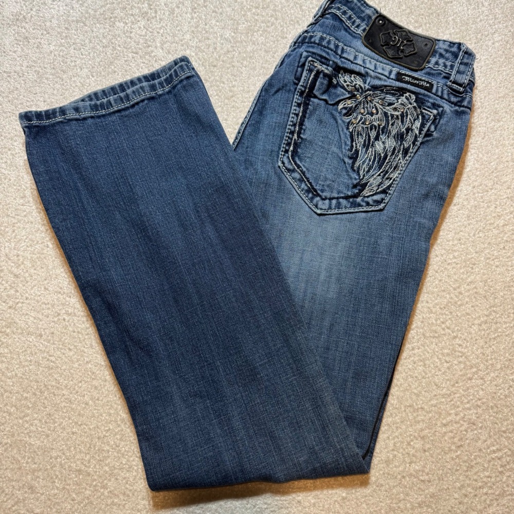 Miss Me JP5491BD Bootcut Jeans Size 29x30 Angel Wings Rhinestone Y2K